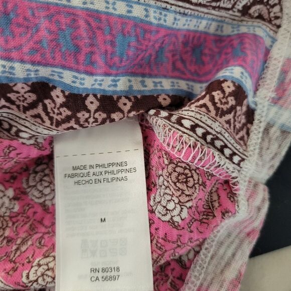 "Lucky Brand " Woman's Pullover Top Size: medium pink/brown multicolored NWT - Picture 6 of 8